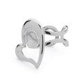 Adjustable Offset Heart Ring with 10mm Flat Pad for Cabochon Silver Plated Alternative Image