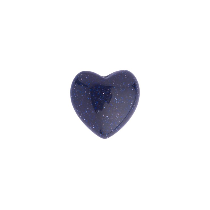 Blue Goldstone heart 10x10mm Half Drilled 5mm puff