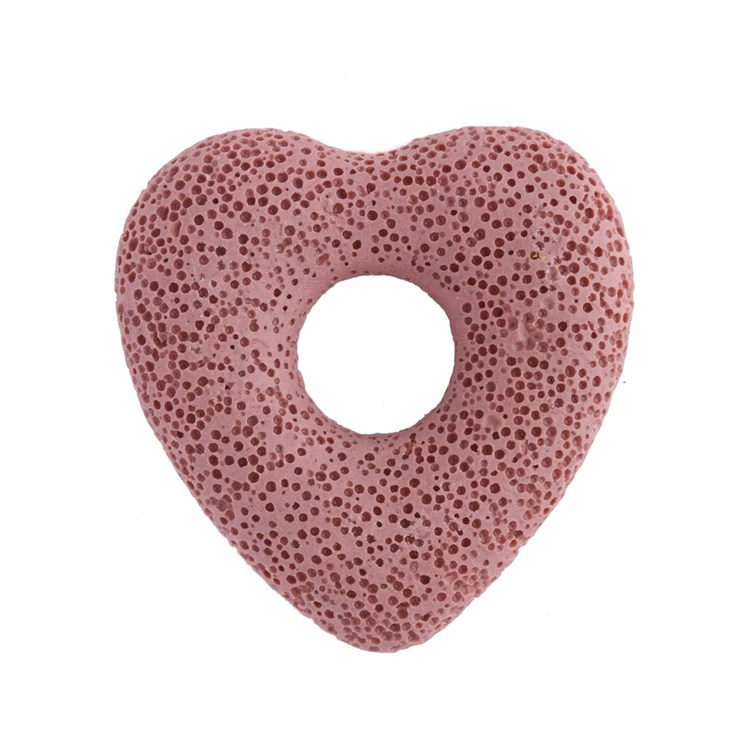 50mm Lava Rock Heart Pendant - Pink