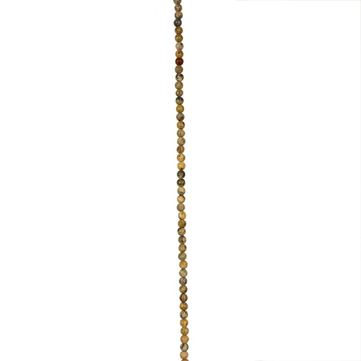 4mm Round gemstone bead Leopardskin Rhyolite 40cm strand