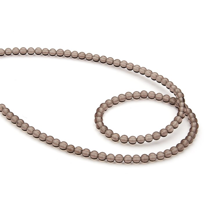 4mm Round gemstone bead Smokey Quartz 40cm strand