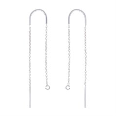 85mm Pull Through Chain Ear Threader Solid Wire Hook Sterling Silver