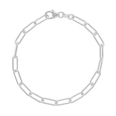 Superior Rectangle Trace Paperclip Bracelet 7.5" ECO Sterling Silver (Anti Tarnish)