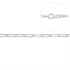Superior Mini Rectangle Trace Chain 18" ECO Sterling Silver  (Anti Tarnish)