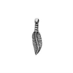 Antiqued Curved Feather Charm Pendant  Sterling Silver (STS)
