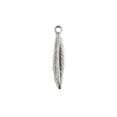 Feather Charm Pendant 22x5mm Sterling Silver (STS)