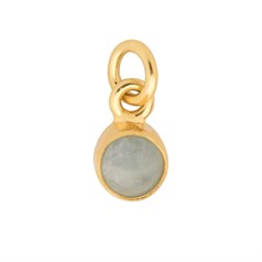 Aquamarine 6mm approx. Charm Pendant Gold Plated Sterling Silver Vermeil Birthstone March