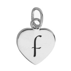 10mm Heart Initial f Charm Pendant Sterling Silver