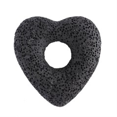 50mm Lava Rock Heart Pendant - Black
