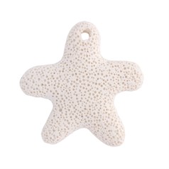 50mm Lava Rock Starfish Pendant - White