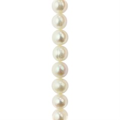 10mm Classic Potato Pearl Bead Side Drilled White 40cm Strand