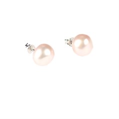 10-12mm Baroque Pearl Stud Earring with Sterling Silver Fittings in Baby Pink
