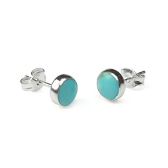6mm Round Gemstone Earstud Lab Created Turquoise STS