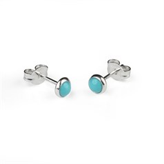 4mm Round Gemstone Earstud Lab Created Turquoise Sterling Silver