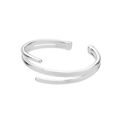 Childs/Pinkie Adjustable Ring with 2 plain Wire Bands Size H/I Sterling Silver