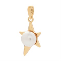 Star Pendant with Fresh Water Pearl Gold Plated Sterling Silver Vermeil