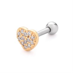CZ Heart Helix Piercing/Body Jewellery (SINGLE) Gold Plated Sterling Silver Vermeil