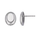 Earstud with Offset Oval 8x6mm Cup for Cabochon without scrolls Rhodium Plated Alternative Image