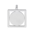 Square Pendant with 15mm Cup for Cabochon Rhodium Plated Alternative Image