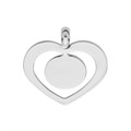 Heart Shape Pendant Dropper with 10x8mm Cup for Cabochon Rhodium Plated Alternative Image