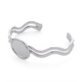 Wavy Bangle with 18x13mm Cup for Cabochon Rhodium Plated Alternative Image