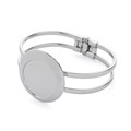 Offset Round Spring Bangle with 25mm Cup for Cabochon Rhodium Plated Alternative Image