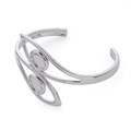 Leaf Cuff Bangle with 10x8mm Cup for Cabochon Silver Plated Alternative Image
