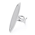 Oval Adjustable Ring with 9x40mm Cup for Cabochon Rhodium Plated Alternative Image