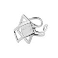 Adjustable Ring Square/Oblong  w/15mm Flat Pad for Cabochon Silver Plated Alternative Image