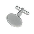 Cuff Link with 18x13mm Millgrain Cup for Cabochon Silver Plated Alternative Image