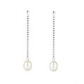 8.8.5mm Rice Pearl Eardrop Earring with Sterling Silver Fittings and 1.75" Chain in White Alternative Image