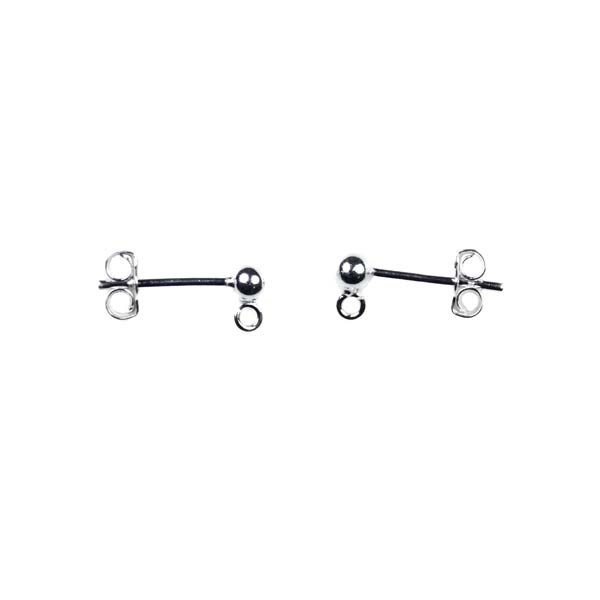 3mm Superior Ball & Ring Earstud (with scrolls) Silver Plated