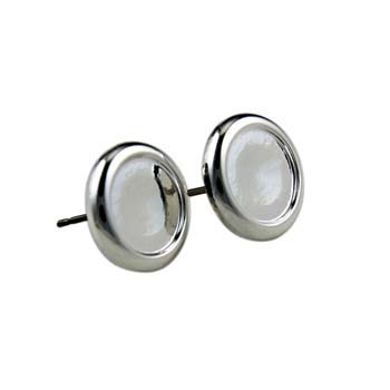 Earstud with 6mm Cup for Cabochon without scrolls Silver Plated