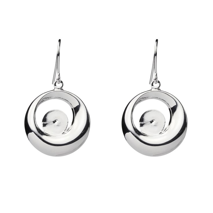 Eardrop Round Swirl Design with 8mm approx Flat Pad Silver Plated