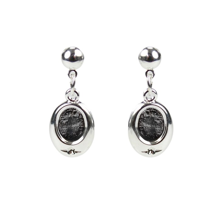 Earstud with Dangle Offset Oval 8x6mm Cup for Cabochon without scrolls Silver Plated