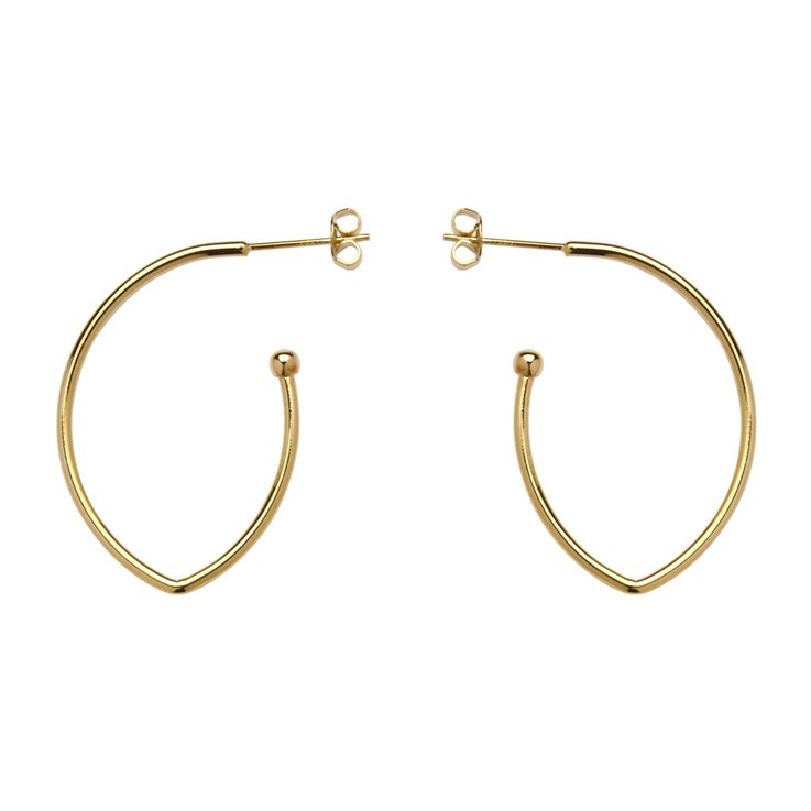 Superior 35mm V Shape Ear Hoop with Scrolls Gold Plated