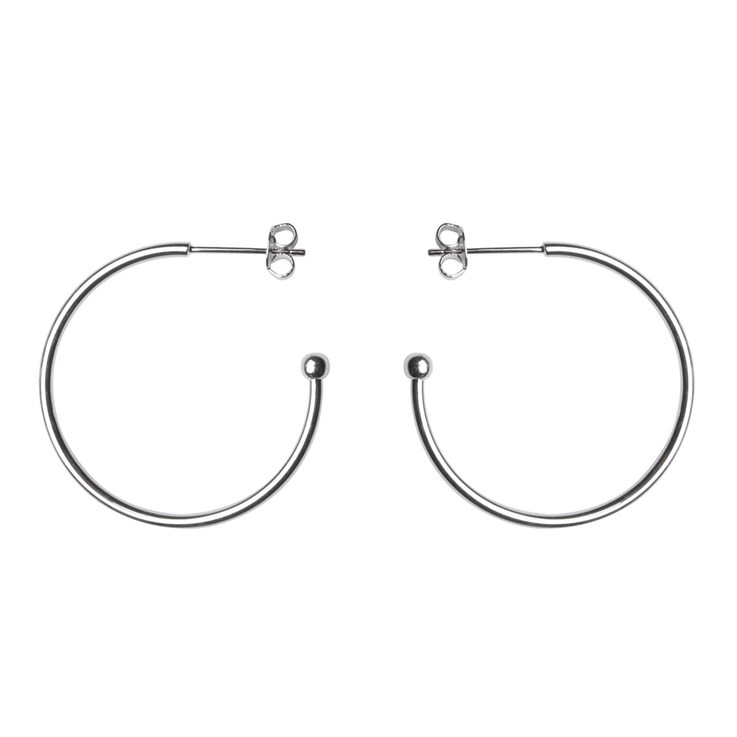 Superior 30mm Ear Hoop & Ball with Scrolls Silver Plated