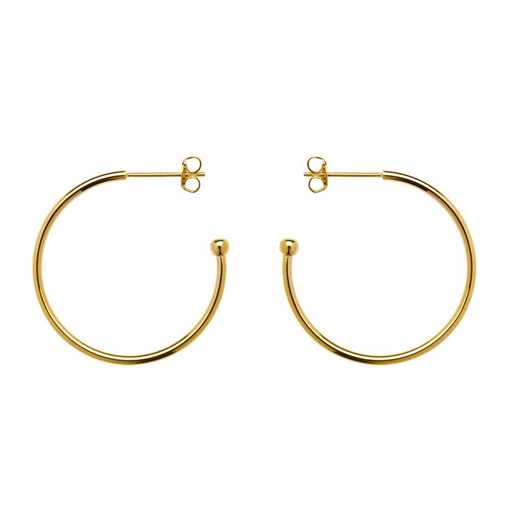 Superior 30mm Ear Hoop & Ball with Scrolls Gold Plated