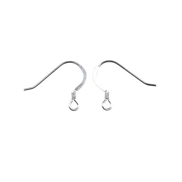 Superior Fish Hook Earwire with Spring 17x10.25mm Silver Plated