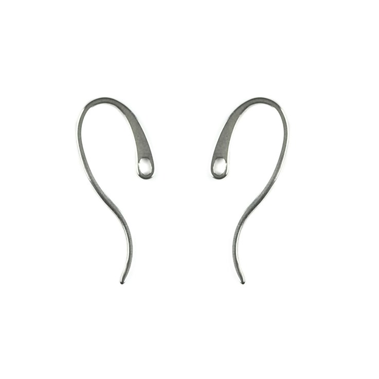 Superior Long Tailed Silver Flat Earwire 28mm with Hole (wire size 0.8mm) Sterling Silver