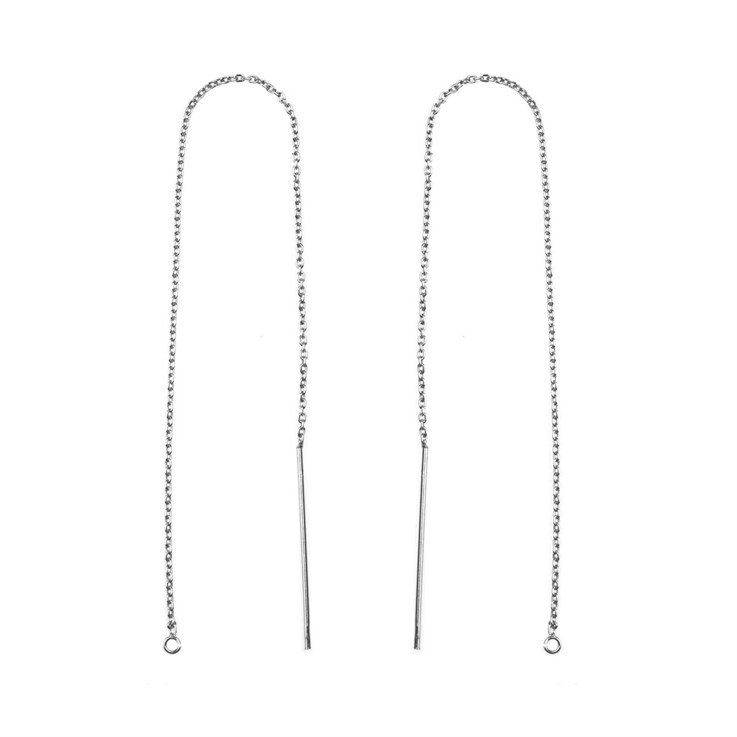 6" Pull Through Chain Ear Threader Sterling Silver (STS)