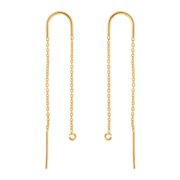 85mm Pull Through Chain Ear Threader Solid Wire Hook Gold Plated Sterling Silver Vermeil