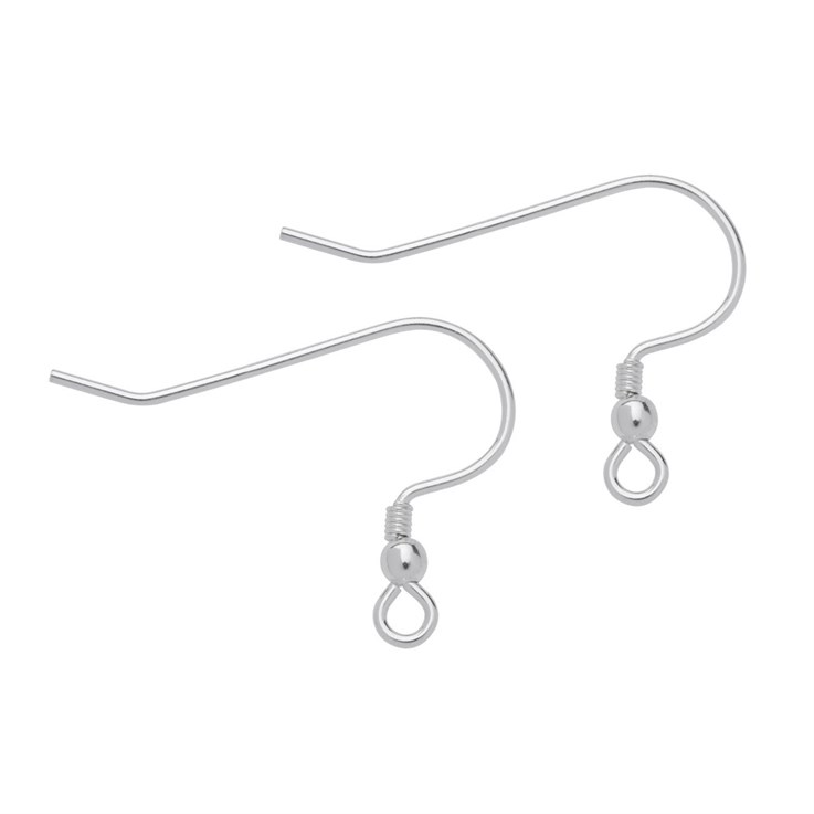 Fish Hook Round Wire with Ball & Spring Sterling Silver