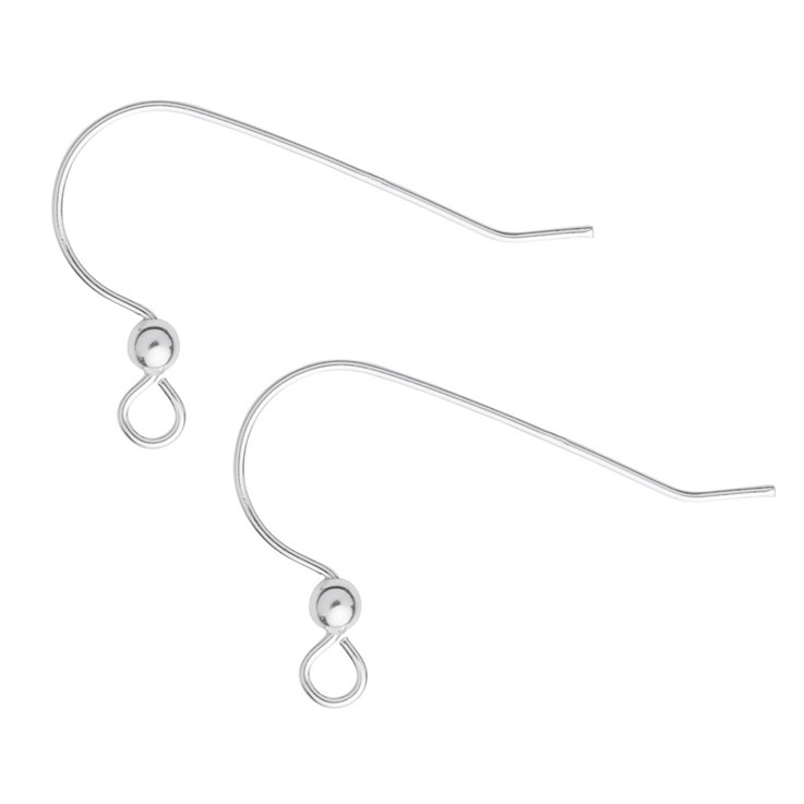 Fish Hook Round Wire with Ball Sterling Silver