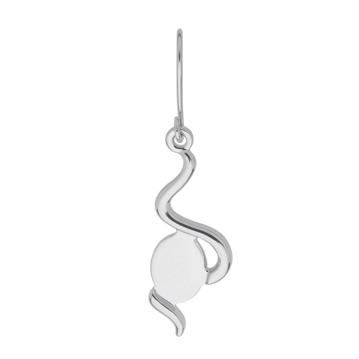 Wiggle Earwire Dropper with 10x8mm pad for Cabochon Silver Plated