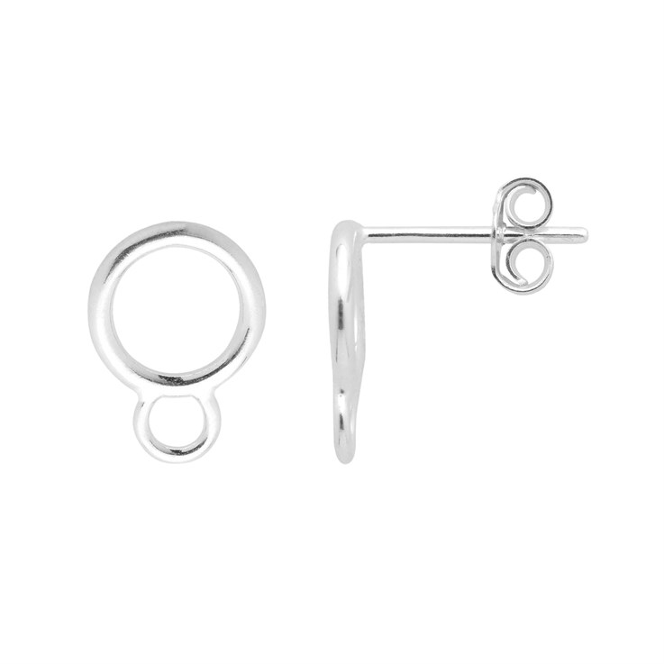 8mm Circle Earstud with 4mm loop with Scroll Sterling Silver (STS)