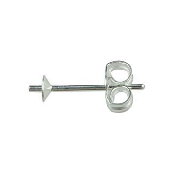 3mm Cup & Prong Earstud (with scroll) Sterling Silver (STS)