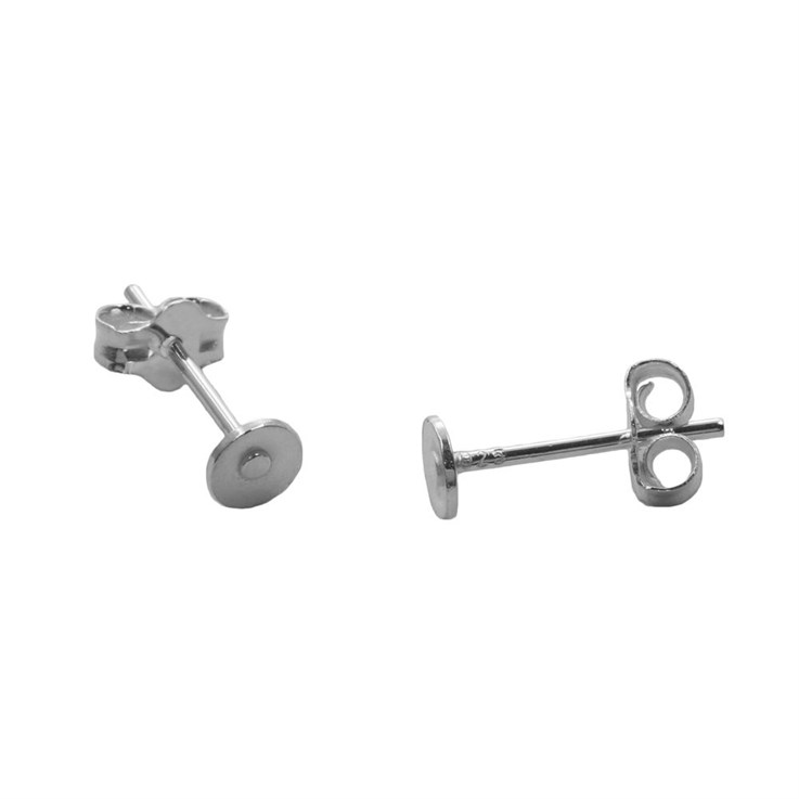 4mm Pad Earstud Strengthened (with scroll) Sterling Silver (STS)