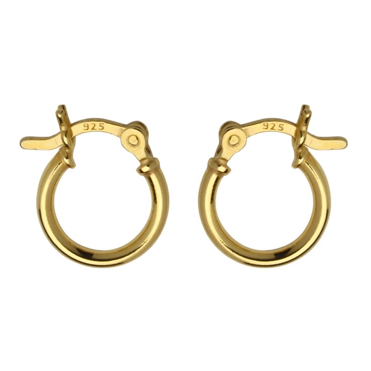 12mm Hinged Earhoop Gold Plated Vermeil Sterling Silver (Extra Durable)