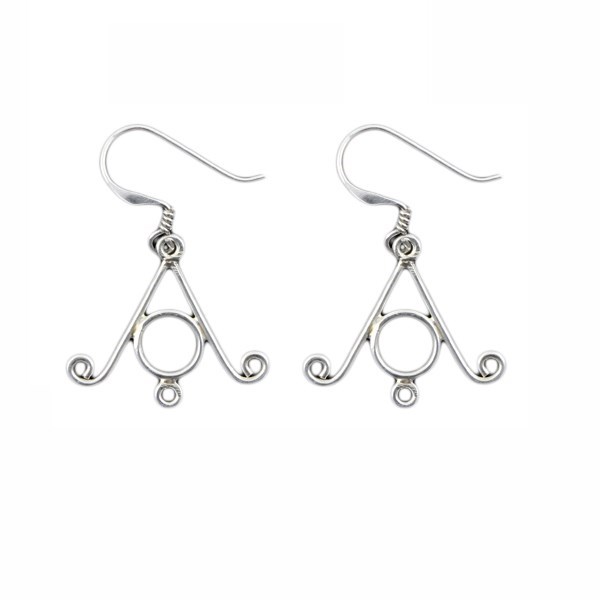 20x20mm Fish hook Chandelier Eardrop with Circle Sterling Silver (STS)